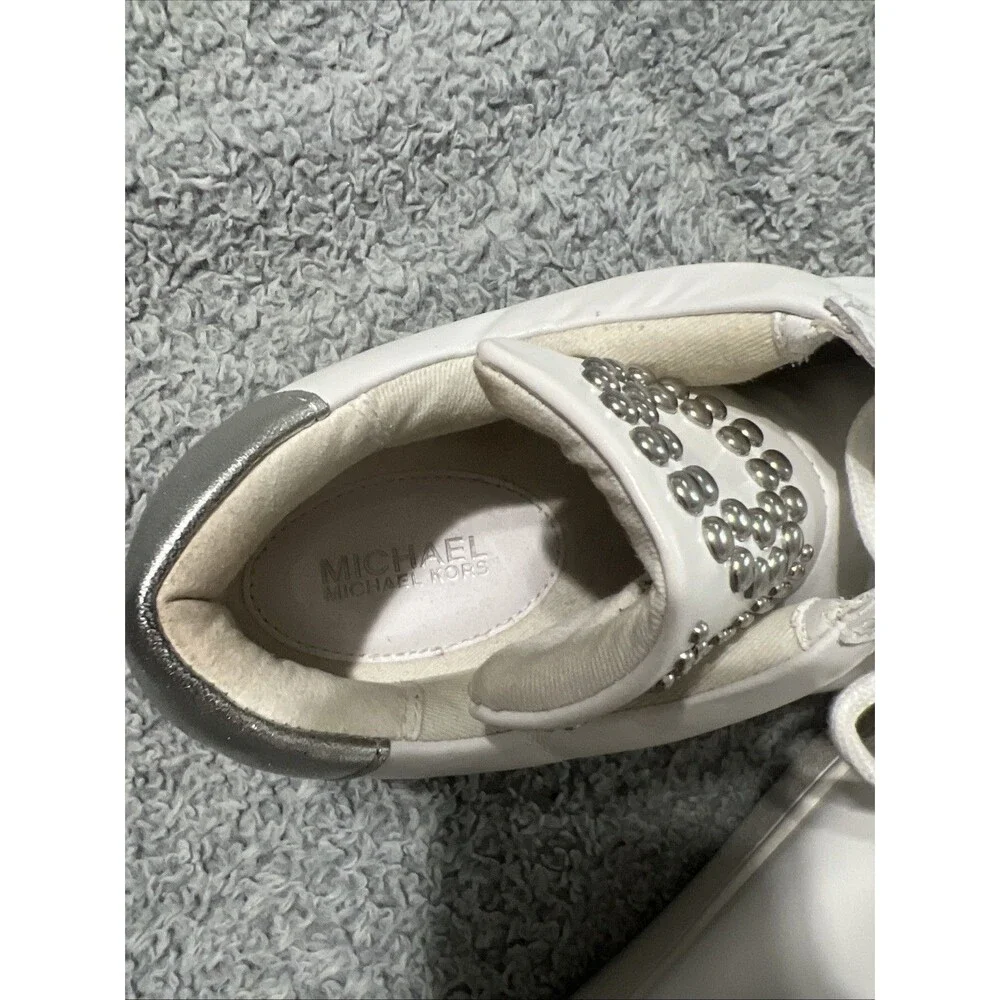 Michael Kors white leather sneakers size 10 fashion studded